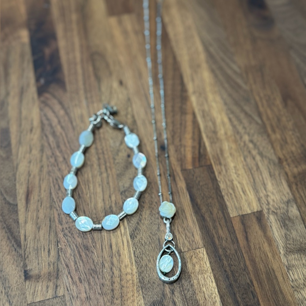 Brighton Silver and White Necklace Set